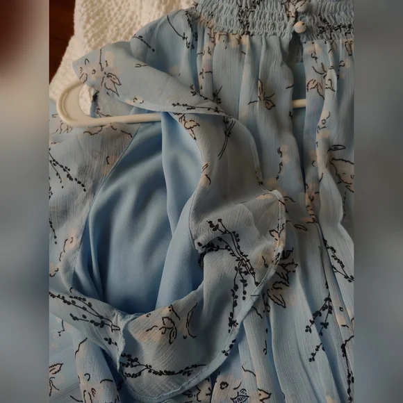 Ann Taylor Light Blue Dress with Flutter Sleeves - Picture 5 of 6